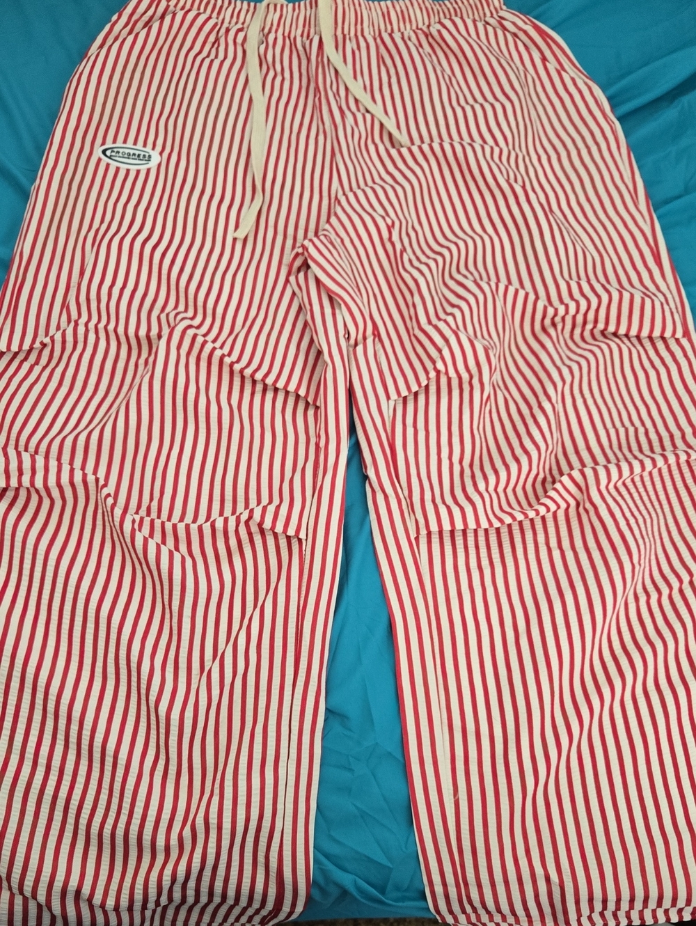 Source Unknown Red and White Striped Wide Leg Pants